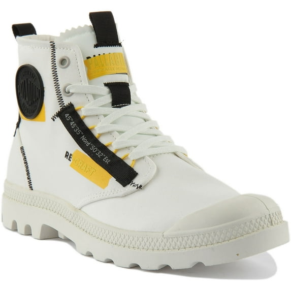 Palladium Pampa Hi Re-Craft Unisex Lace Up Vegan Canvas Ankle Boot In White Size 11.5