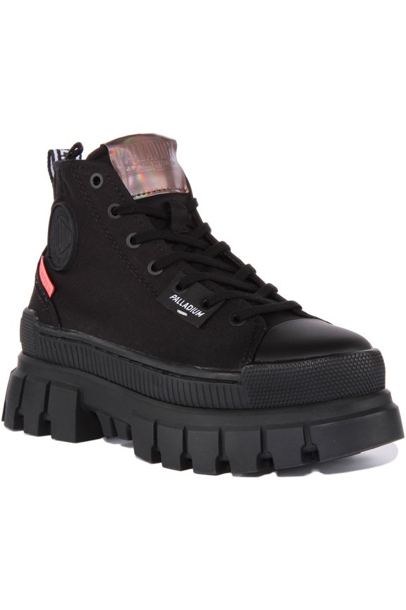 Revolt Boot Tx Women's Lace Up Canvas Vegan Ankle Boot In Black Size 6