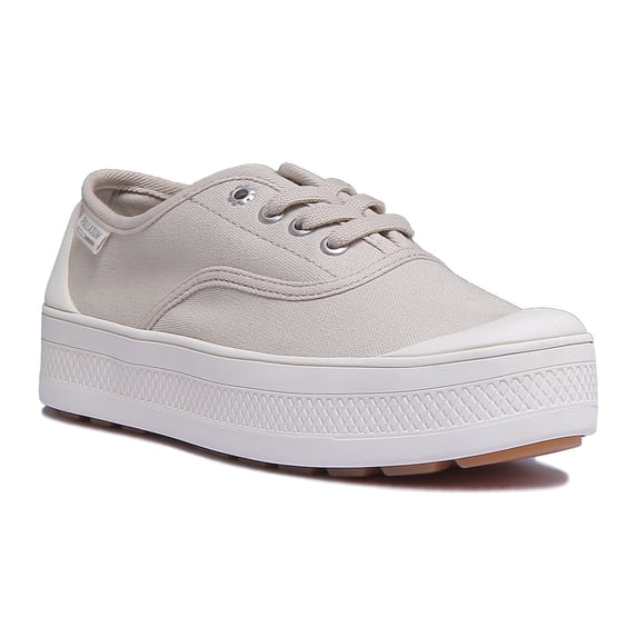 Palladium Sub Low Women's Lace Up Canvas Platform Sneakers In Grey Size 7.5