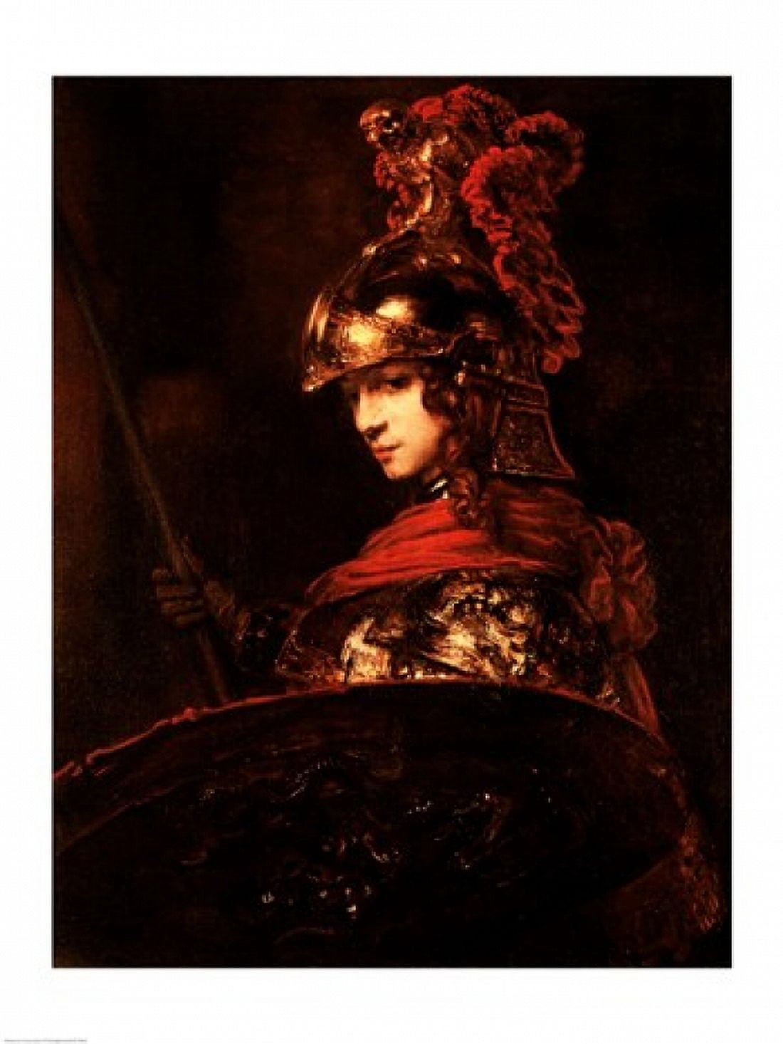 Pallas Athena or Armoured Figure Canvas Art - Rembrandt van Rijn (18 x 24)