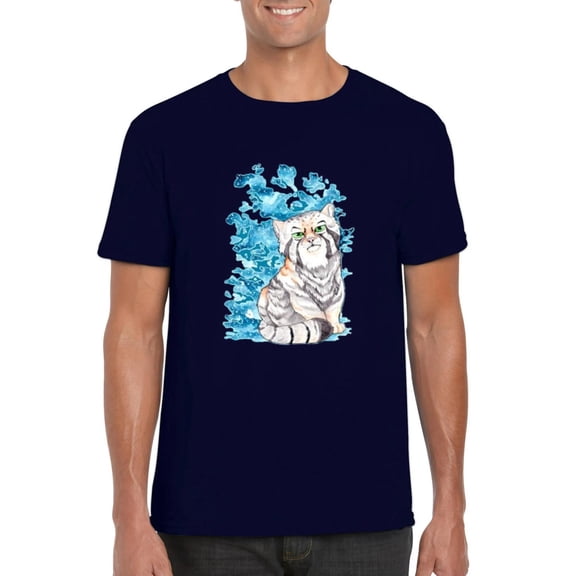Pallas Cat Watercolor Artistic Feline Wildlife Animal Lover Tee, for men & women, up to size 5XL