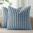 thumbnail image 1 of Pallene Faux Fur Plush Throw Pillow Covers 20x20 Set of 2, Luxury Soft Fluffy Striped Decorative Pillow Covers for Sofa, Couch, Living Room, Blue Grey, 1 of 15