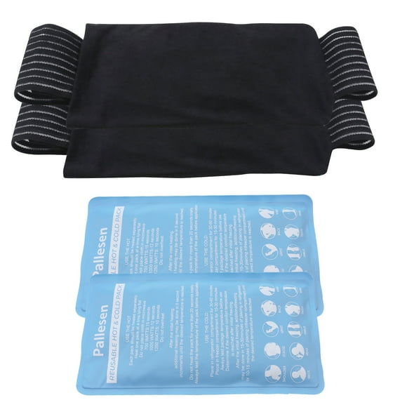 Pallesen 2 Packs Ice Pack with 2 Wrap,Cold Therapy for Injuries - Adjustable & Flexible for Knees, Back, Shoulders, Arms, Leg Reusable
