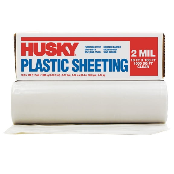 Pallet (126-Rolls) of 10’ x 100’ Poly - America RS210C Husky Clear 2-Mil Low Density Plastic Sheeting
