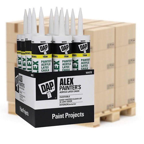 Pallet (1296 ct) of 10.1 oz Dap 18670 White Alex Painters Acrylic Latex Caulk