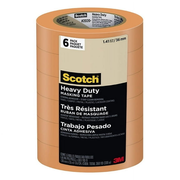 Pallet (1536-Rolls) of 1.41” x 60 yds 3M 2020+-36AP6 Scotch Orange Heavy Duty Masking Tape, 256 Contractor Packs