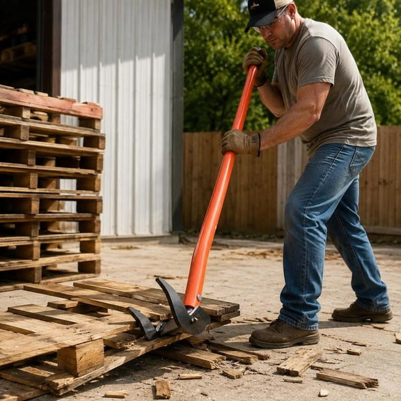 Pallet Buster Tool, 50 Inch Carbon Steel Wrecking Pry Bar, 2000 Lbs Load Capacity, Deck Board Removal Tool