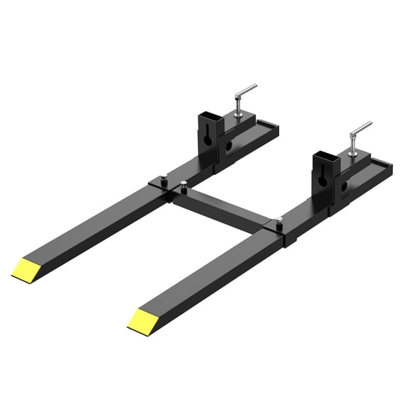 Pallet Forks 60" 4000 lbs – Clamp On Tractor Bucket Forks with Adjustable Stabilizer Bar for Skid Steer Loader – Heavy Duty