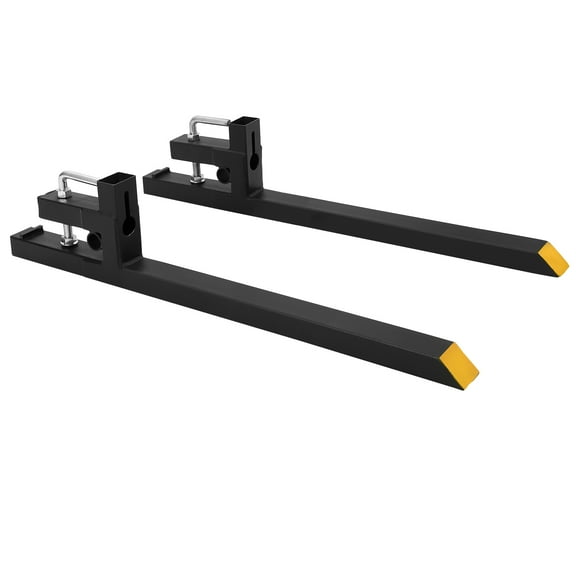 Pallet Forks for Tractor Bucket, Heavy Duty Alloy Steel Fork Attachment with Stabilizer Bar.