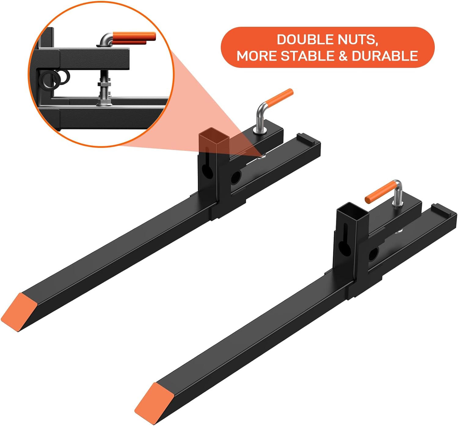Pallet Forks with Double Nuts, 4000lbs Clamp on Pallet Forks, Tractor