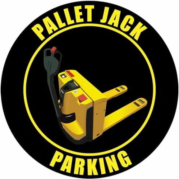 Pallet Jack Parking - Elec. - Black Sign 12-Inch Circular Round Metal Tin Sign - Warning & First
