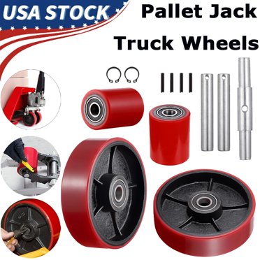 Pallet Jack Replacement Steer Wheels - 7x2 Inch With 20mm ID Bearings (Pair)