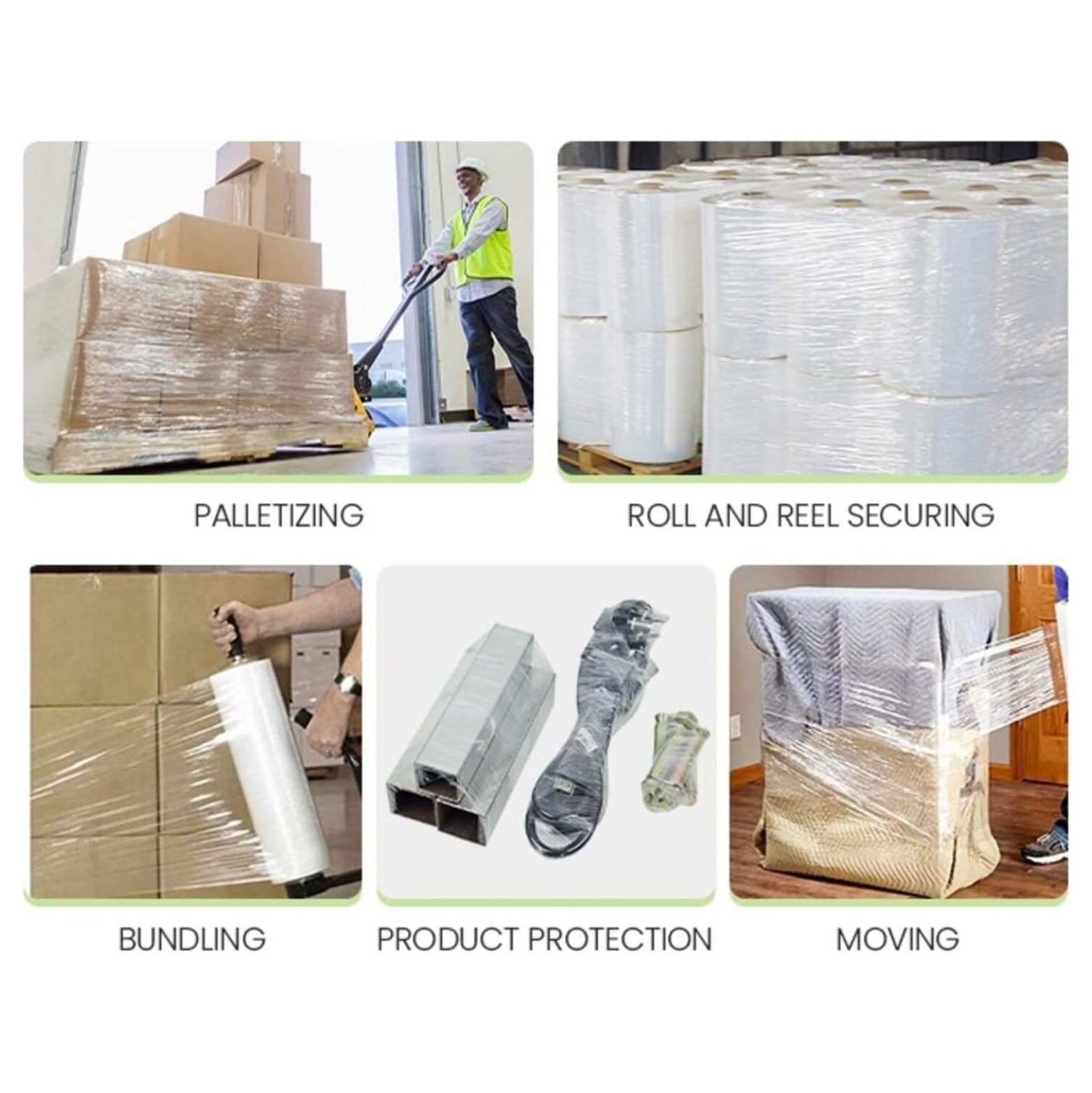 PackagingSuppliesByMail 4 Rolls Cast Hand Stretch Wrap – 18" X 1500' X 80 Gauge, Clear