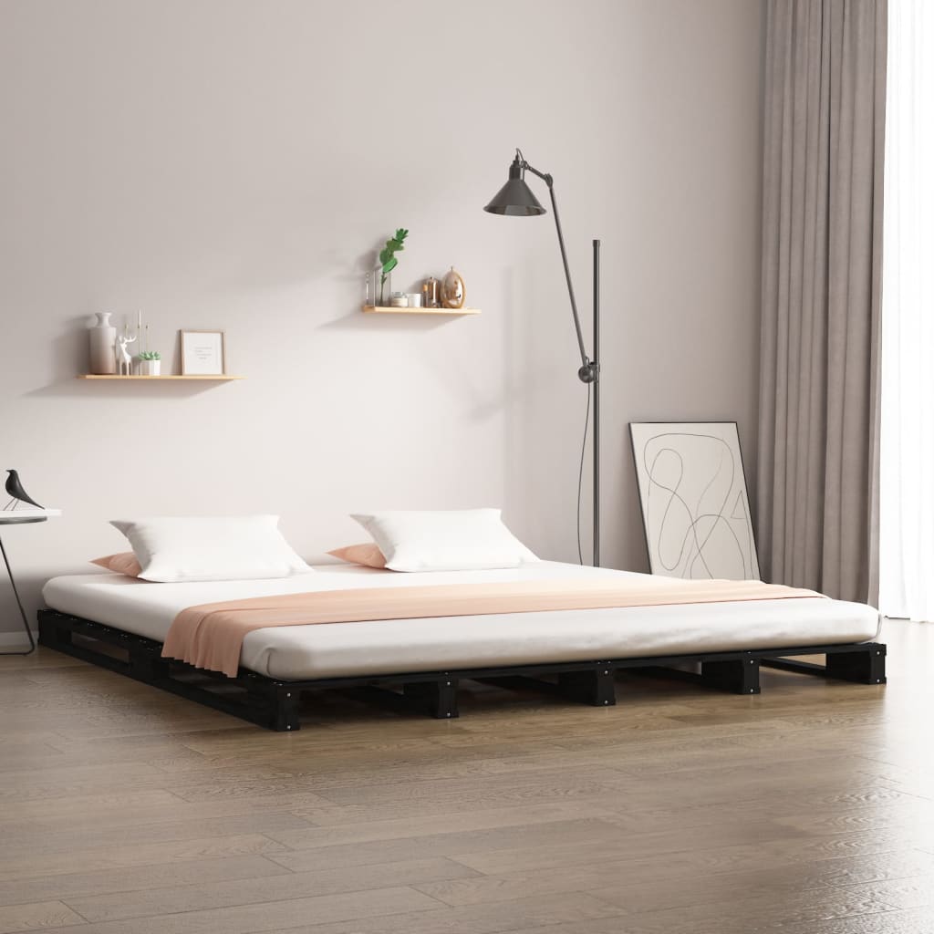 Pallet bed black 150x200 cm solid wood