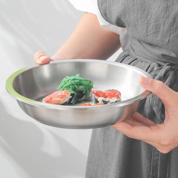 3-Piece Stainless Steel Fruit Platter Set - Dinner Plates for Beef, Roast, Meat, Nuts and More Serving