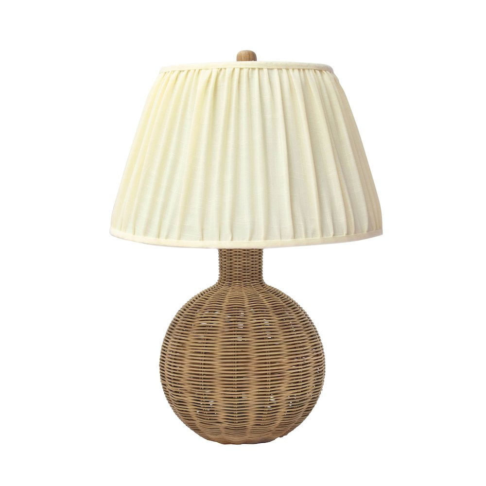 Pallora Cream and Natural Rattan Table Lamp with Linen Shade