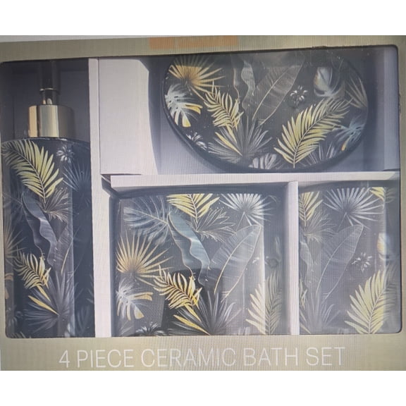 Palm 4 Piece Ceramic Bath Set