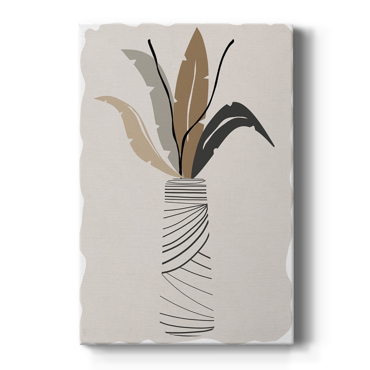 Neutral Toned Abstract Leaf Arrangement Canvas Art
