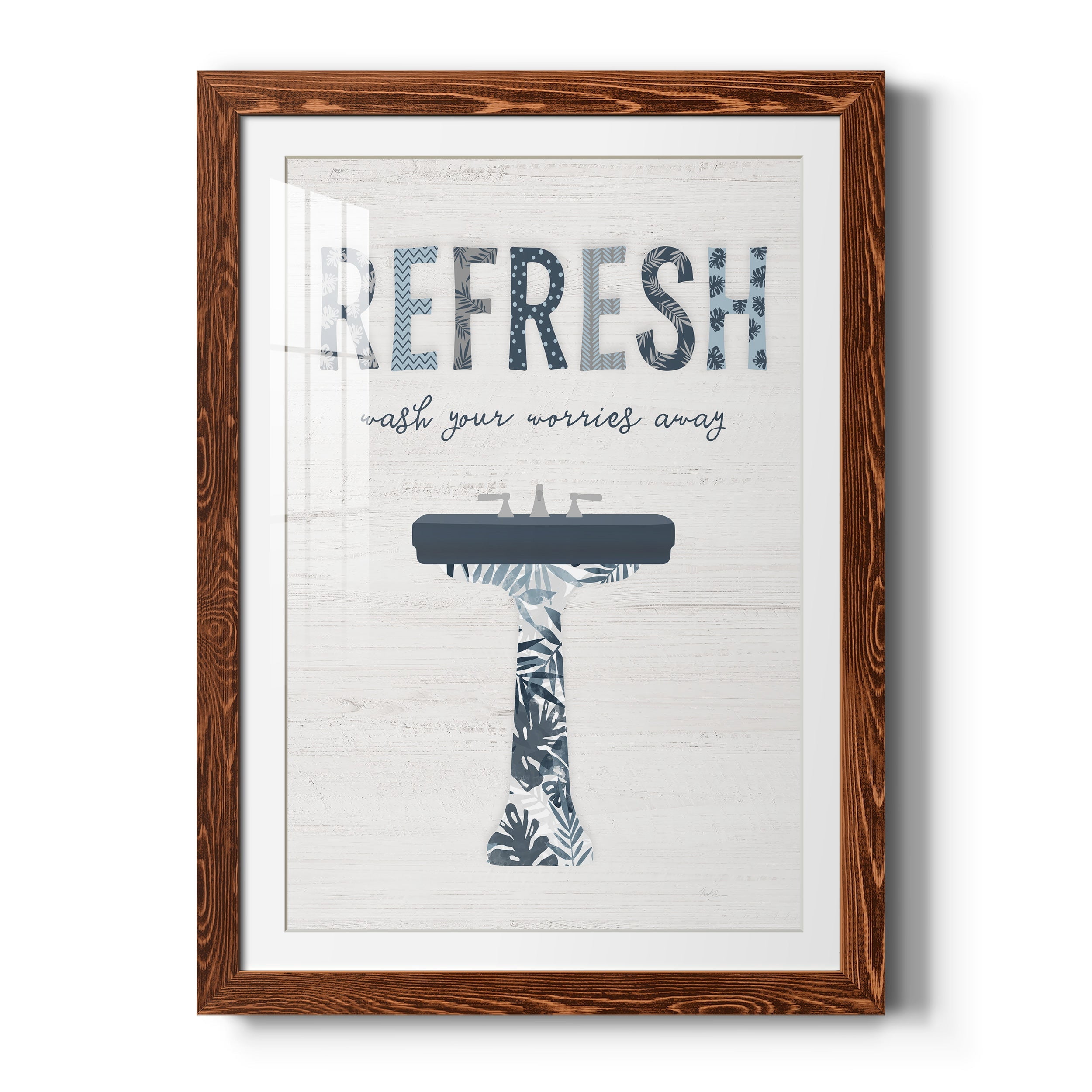 Palm Bath II - Premium Framed Print - Distressed Barnwood Frame - Ready to Hang