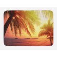 thumbnail image 1 of Palm Bath Mat, Sunset Photo in Warm Colors at Tropical Beach Dramatic Sky and Ocean, Plush Bathroom Decor Mat with Non Slip Backing, 29.5" X 17.5", Multicolor, by Ambesonne, 1 of 2