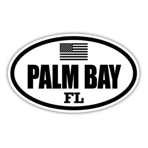 Palm Bay FL Florida Brevard County Stealthy Subdued Old Glory US Flag Oval Euro Decal Bumper Sticker 3M Vinyl 3" x 5"