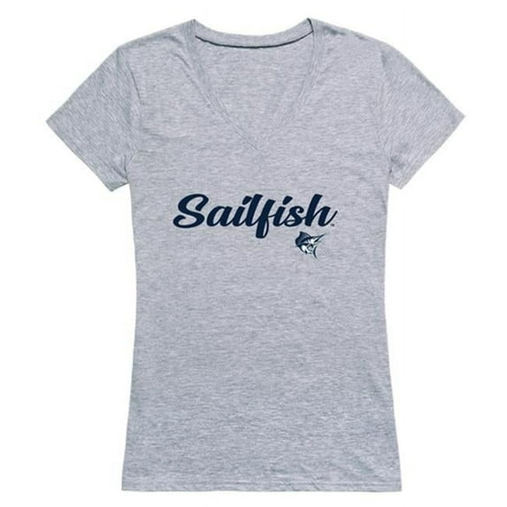 Palm Beach Atlantic University Sailfish Women Script Short Sleeve T-Shirt, Heather Grey - Large
