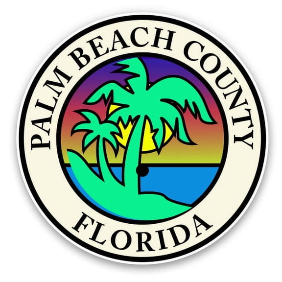 Palm Beach County Seal - 3" Vinyl Sticker - For Car Laptop Water Bottle Phone - Waterproof Decal