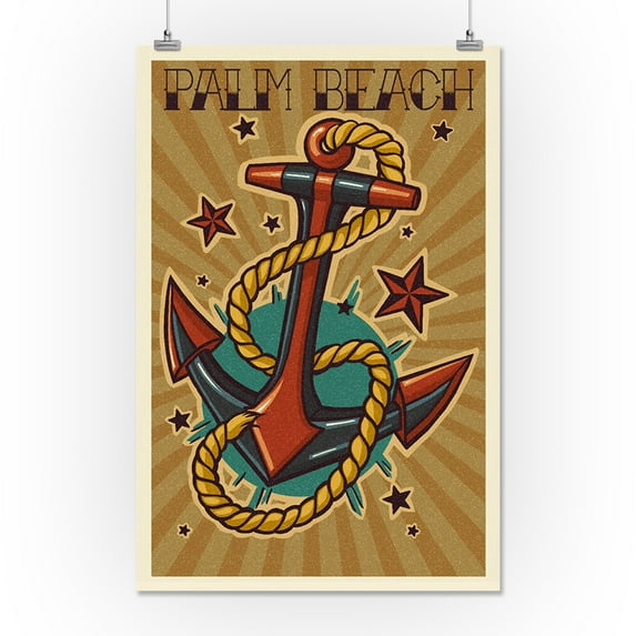Palm Beach, Florida - Anchor - Letterpress - Lantern Press Artwork (16x24 Giclee Gallery Print, Wall Decor Travel Poster)