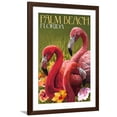 thumbnail image 1 of Art.com Palm Beach, Florida - Flamingos Art Print by Lantern Press, Brown Frame Wall Art, 32" x 44", 1 of 4