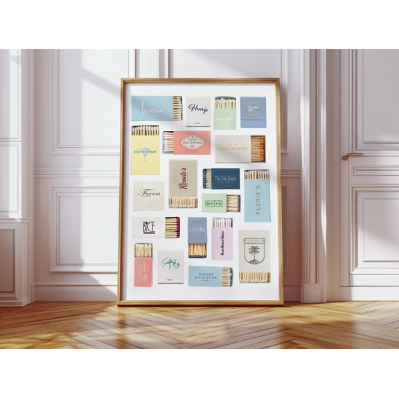 Palm Beach Florida Matchbook Fine Art Retro Wall Decor Colorful Coastal Print East Coast Florida Palm Beach County