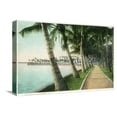 thumbnail image 1 of Art.com Palm Beach, Florida - View of the Walk Along Lake Worth Stretched Canvas Print Wall Art by Lantern Press, 18" x 12", 1 of 4