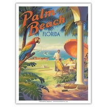 Palm Beach Florida - Vintage Travel Poster by Kerne Erickson - Master Art Print (Unframed) 9in x 12in
