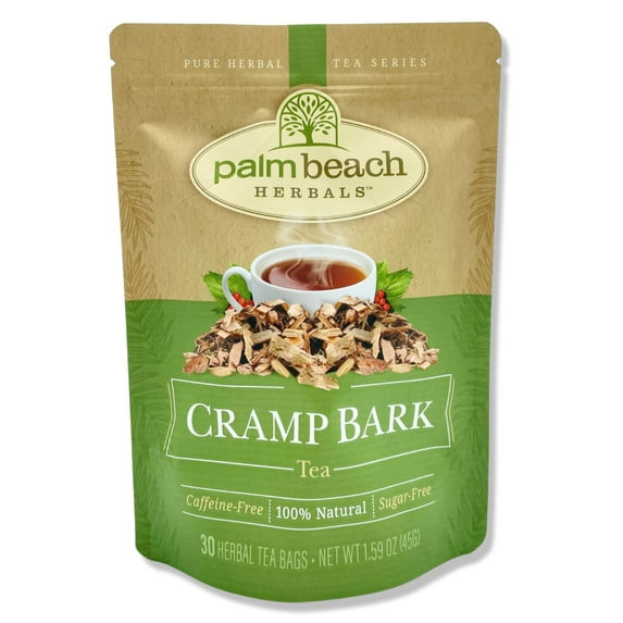Palm Beach Herbals Cramp Bark Tea, 30 Count Tea Bags, Caffeine-Free | Pure Herbal Tea Series