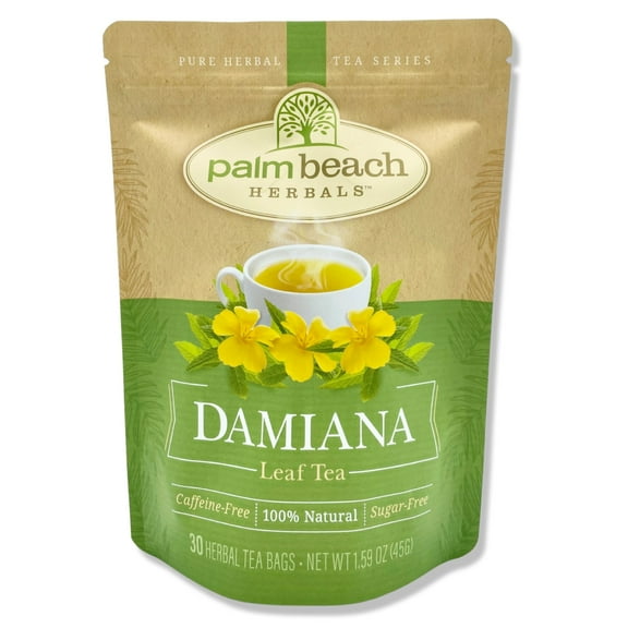 Palm Beach Herbals Damiana Leaf Tea, 30 Count Tea Bags, Caffeine-Free | Pure Herbal Tea Series