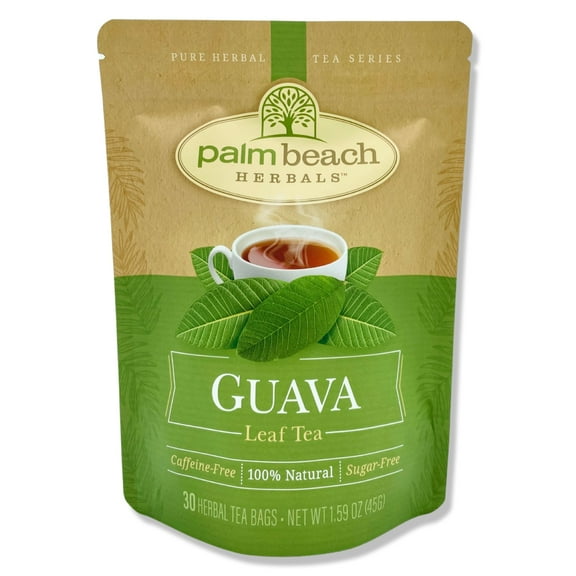 Palm Beach Herbals Guava Leaf Tea, 30 Count Tea Bags, Caffeine-Free | Pure Herbal Tea Series