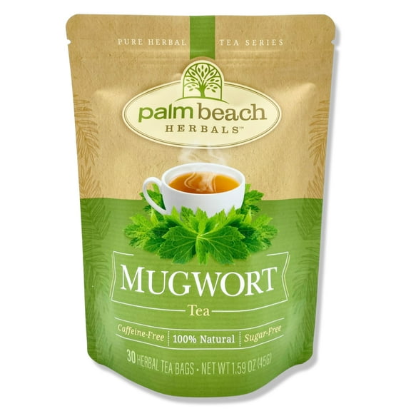 Palm Beach Herbals Mugwort Tea, 30 Count Tea Bags, Caffeine-Free | Pure Herbal Tea Series