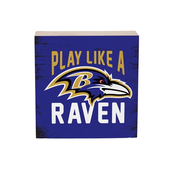 Baltimore Ravens 6" Square Fan Chant Wood Block Shelf Sign