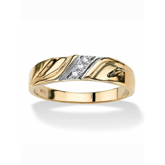 PalmBeach Jewelry Men's Diamond Accent 18k Gold-plated Sterling Silver Diagonal Wedding Band Ring