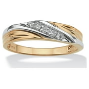 PALMBEACH JEWELRY Palm Beach Jewelry Men's Round 18k Gold over Sterling Silver Cubic Zirconia Accent Wedding Band Ring