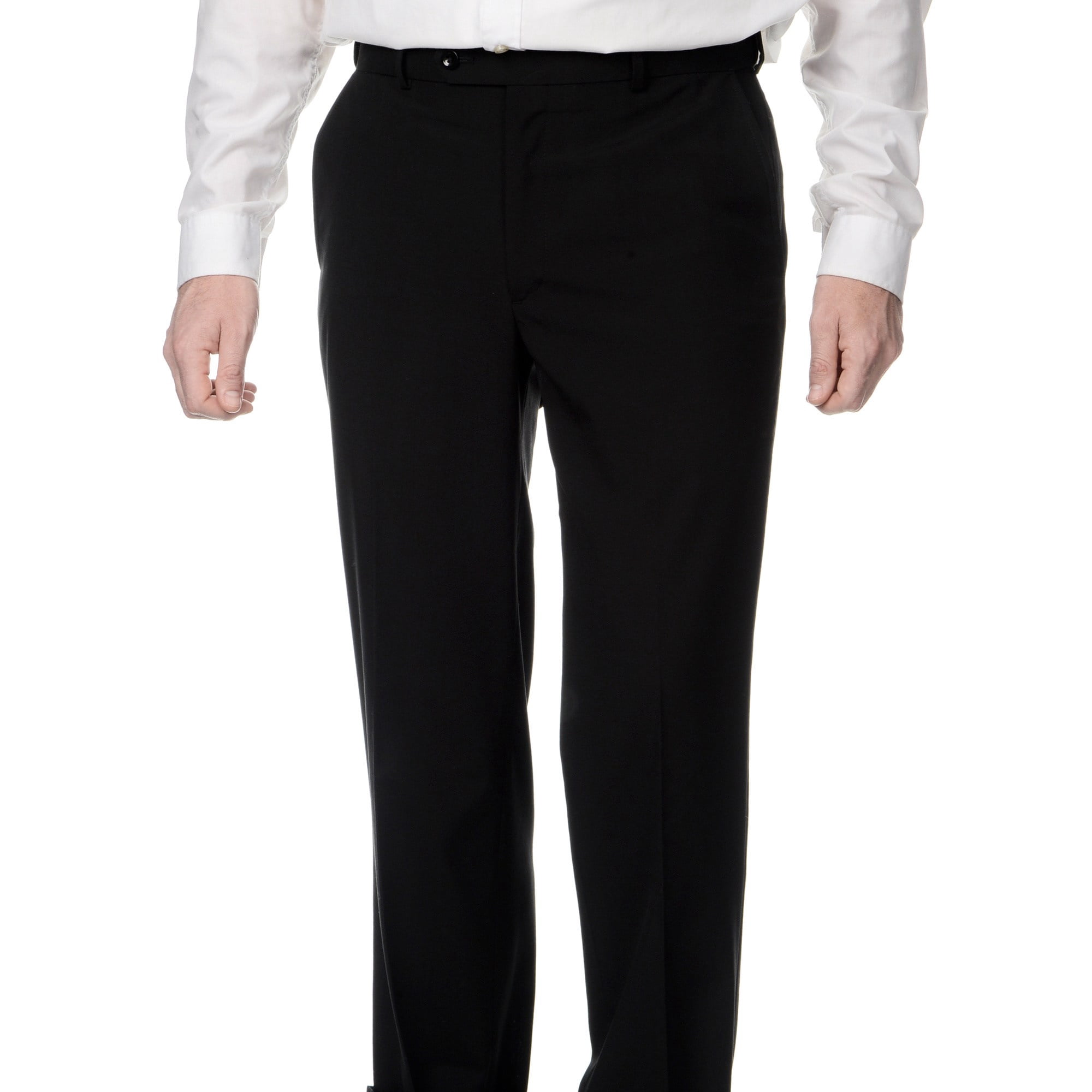 Palm Beach Men's Black Self-adjusting Expander Waist Flat Front Pant ...