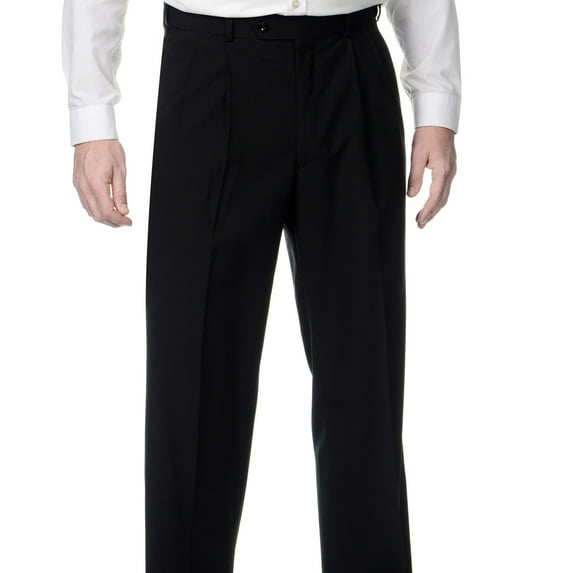 Palm Beach Men's Black Self-adjusting Waist Pleated Front Pants 36R