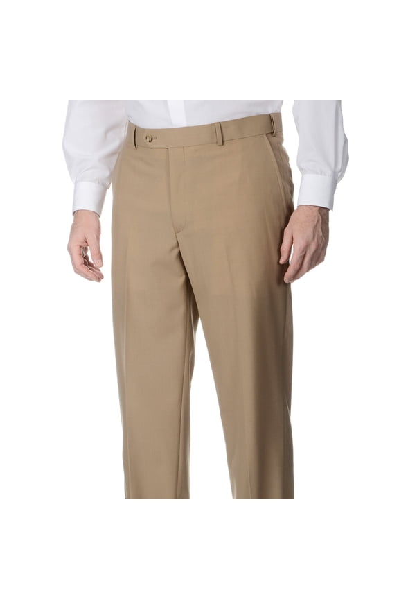 Men's Camel Self-adjusting Expander Waist Flat-front Pants