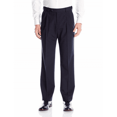 Palm Beach Men's Performance Expander Double Reverse Pleated Dress Pants