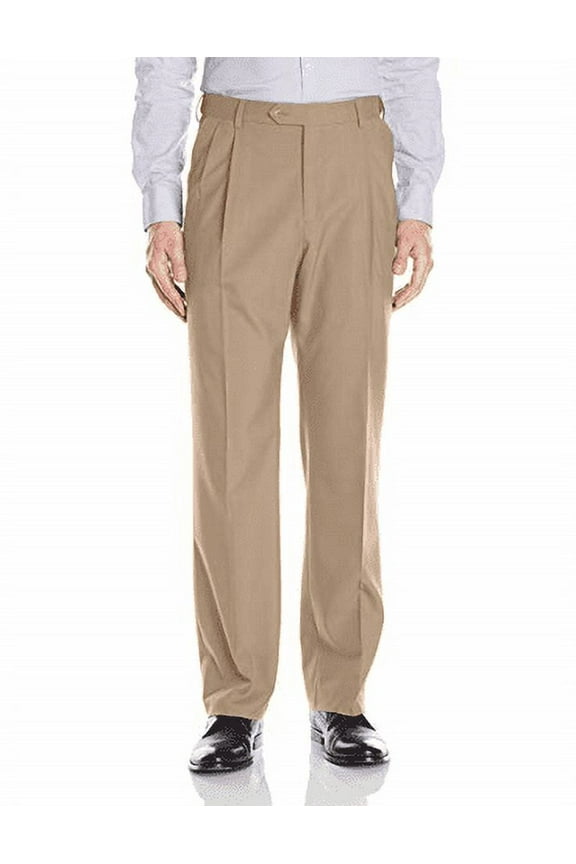 Men's Performance Expander Double Reverse Pleated Dress Pants