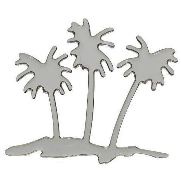 Palm Beach Pontoon Boat Raised Decal | Palm Tree Silver Sticker
