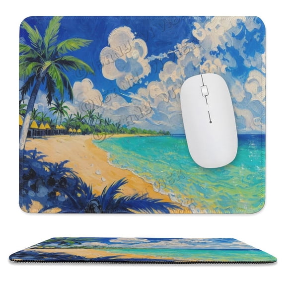 Palm Beach Printed Mouse Pad, 10"x12", Computer Mouse Mat with Anti-Slip Rubber Base, Easy Gliding, Spill-Resistant Surface