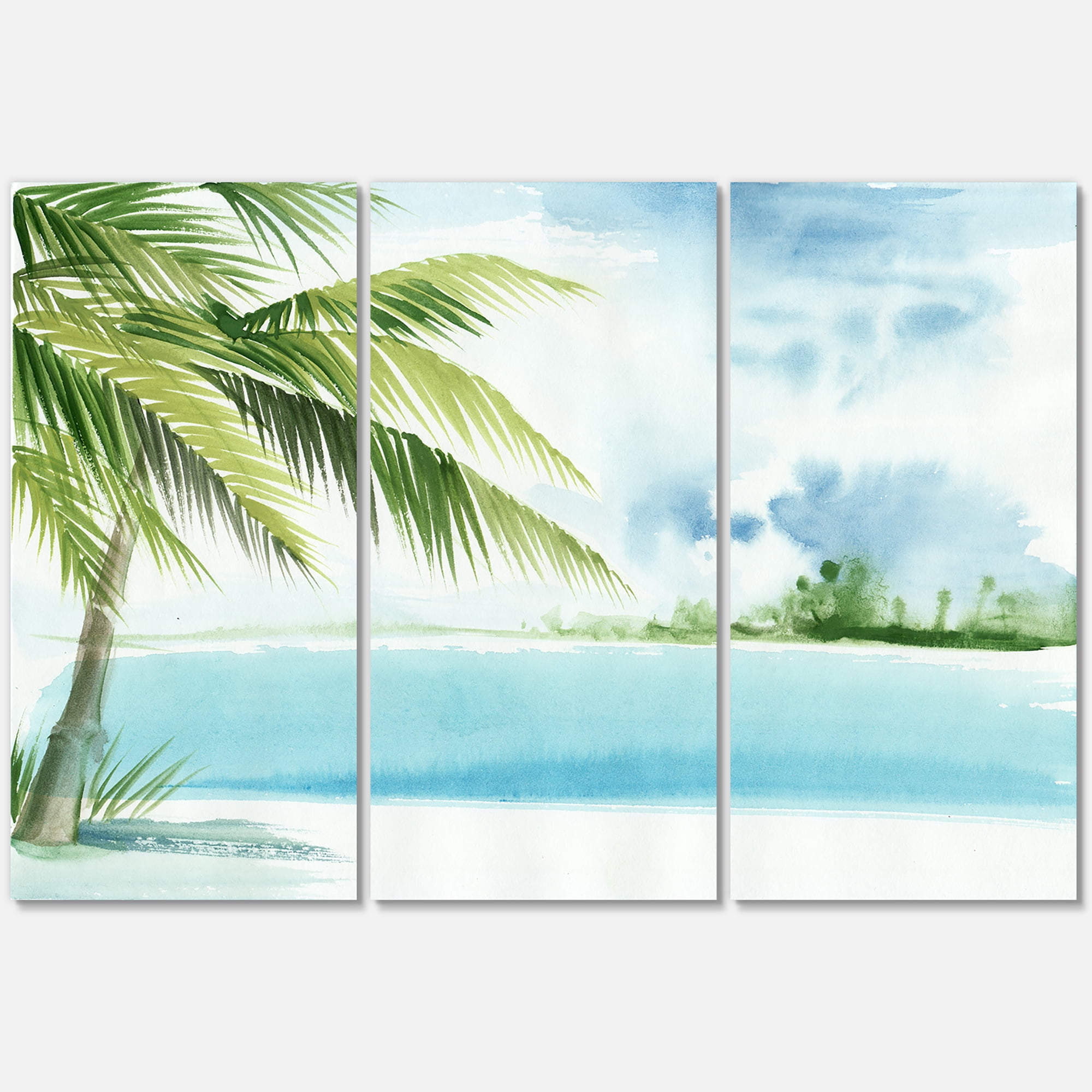 Palm Beach Resort At Sunrise I 28 in x 36 in Painting Canvas Art Print, by Designart
