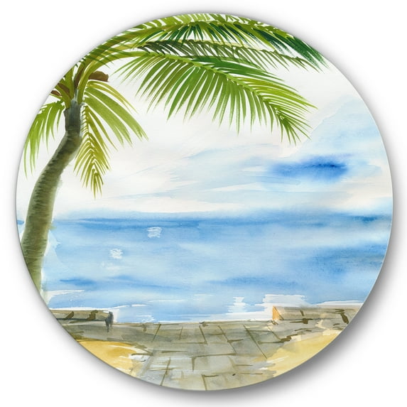 Palm Beach Resort At Sunrise II 11 in x 11 in Painting Art Prints, by Designart