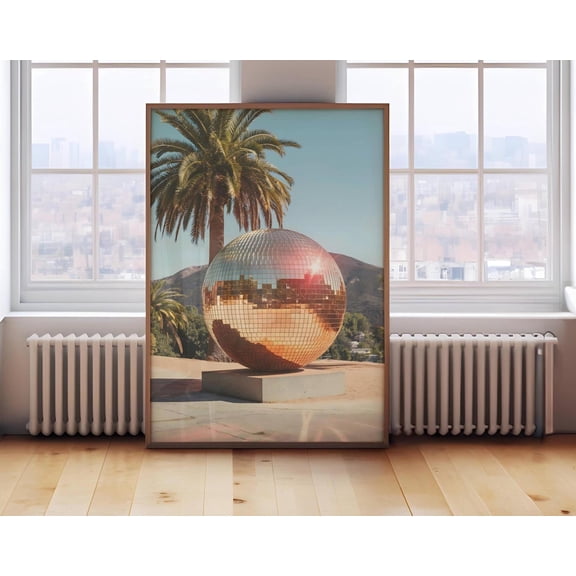 Palm Beach Retro Disco Ball, Disco Ball Print, California Wall Art, Retro Art Print, Trendy Wall Art, Retro Poster, Wall Art, Size 8x12 UNFFRAMED F03.1.8l2551