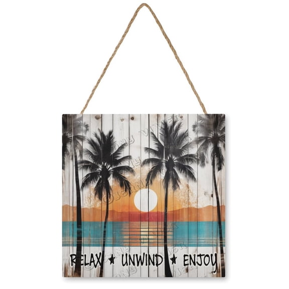 Palm Beach Rules Wall Art Wooden Sign Vintage Pictures for Bedroom Bathroom Kitchen Wall Decorations Bar Interior Decor 12"x12" Wooden Hanging Signs